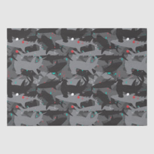 Baumusterpapier für schwarze Haie und Aquamarine C Seidenpapier