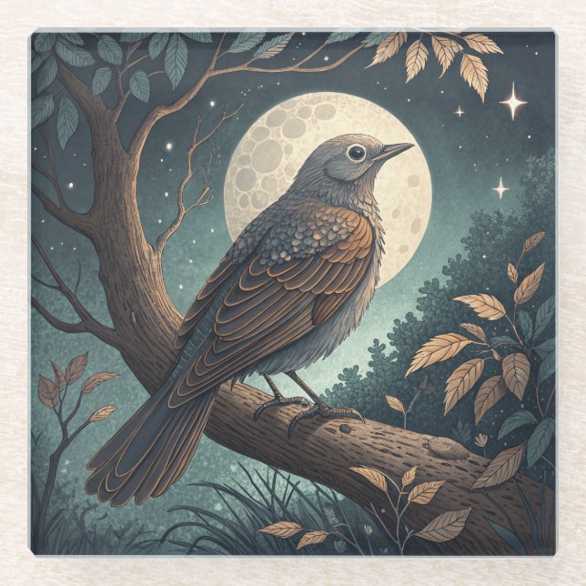 Baumvogel Glasuntersetzer (Vorderseite)