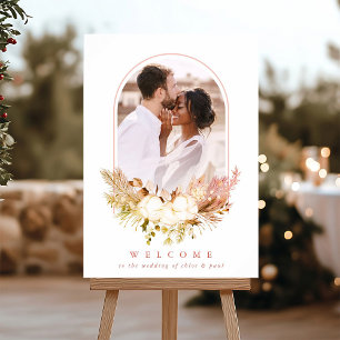 Baumwoll-Blumenstrauß Foto Herbst-Hochzeit Willkom Poster