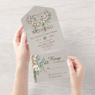 Baumwoll-Geweih Boho-Hochzeit All In One Einladung