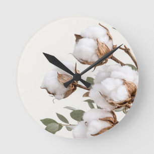 Baumwoll Wanduhr mit botanischem Motiv im Landhaus