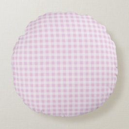 Baumwoll Zucker Rosa Gingham Rundes Kissen