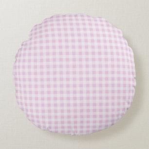 Baumwoll Zucker Rosa Gingham Rundes Kissen