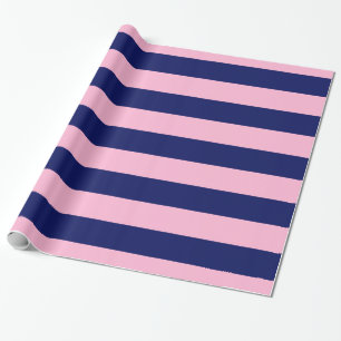 Baumwoll Zucker Rosa, Navy Blau XL Streifen Muster Geschenkpapier
