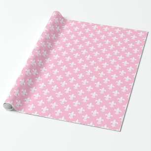 Baumwoll Zucker Rosa Weiße Fleur de Lis Muster Geschenkpapier