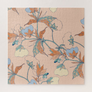 Baumwollblüten: zartes Pfirsichornament Puzzle