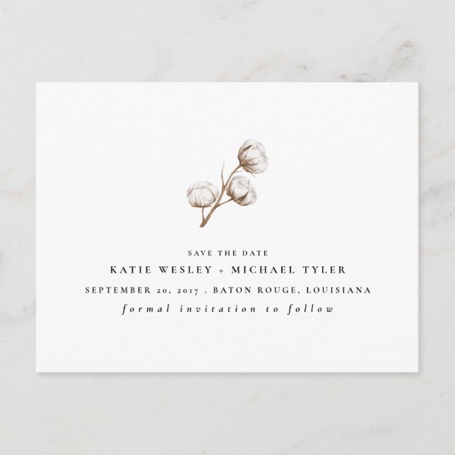 Baumwolle Ankündigungspostkarte (Vorderseite)