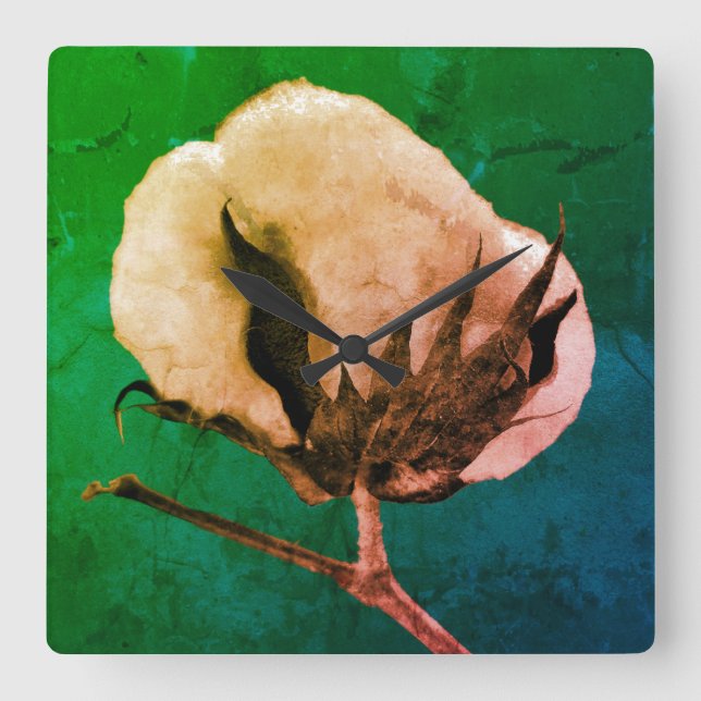 Baumwolle Boll 10,75" quadratische Acrylmauer-Uhr Quadratische Wanduhr (Vorderseite)