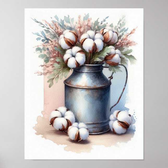 Baumwolle Bouquet in einer Milch 8 Poster (Vorne)