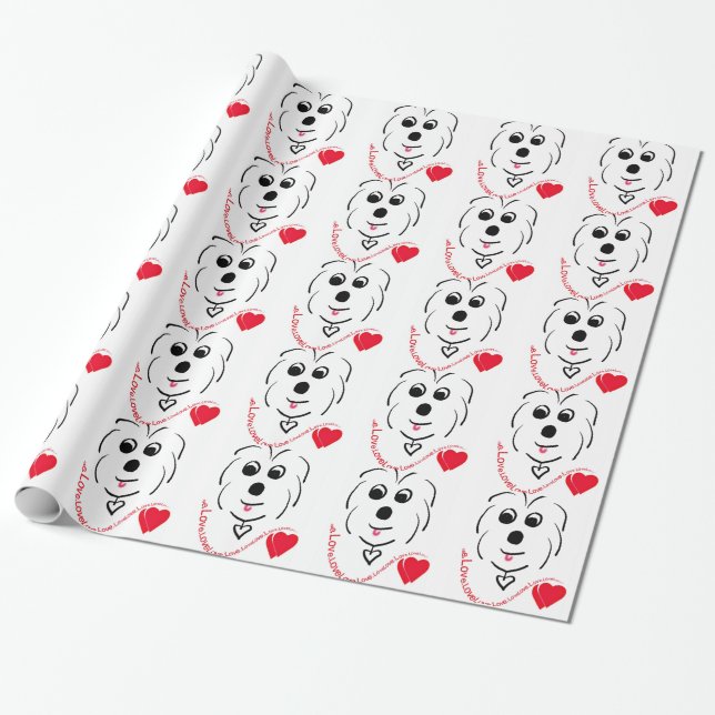 Baumwolle de Tulear Love Geschenkpapier (Ungerollt)