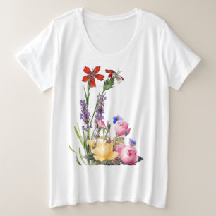 BAUMWOLLE PLUS GRÖSSE T - Shirt BLUME