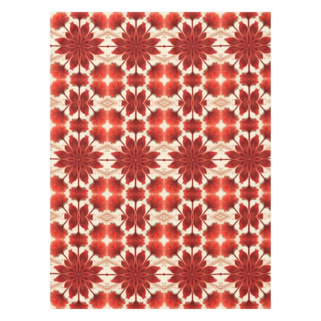 Baumwolle Tischtuch, 52"x70" Rotes Blumenmuster Tischdecke (Vorderseite)