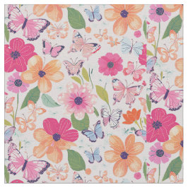Baumwollgewebe, Blume und Schmetterlinge Stoff