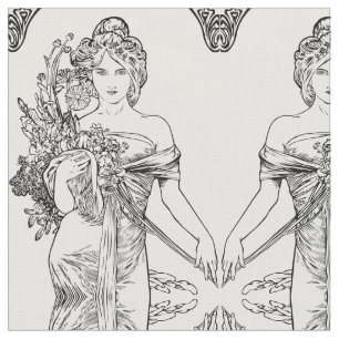 Baumwollgewebe Kunst nouveau Alphonse Mucha Stoff