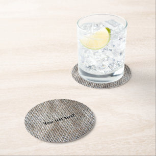 Baumwollgewebe Linen Gray Burlap Natural Pattern Runder Pappuntersetzer