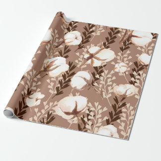 Baumwollmuster Pflanze Brown Geschenkpapier