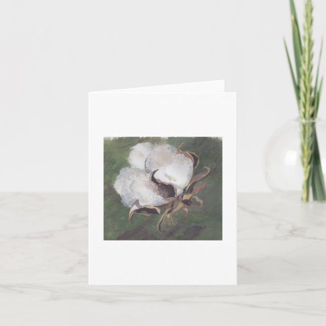 Baumwollrunde samenkapsel mit grünem Hintergrund Karte (Vorderseite)