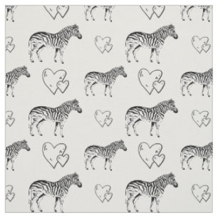 Baumwollstoffe aus schwarz und weiß Zebras und Her Stoff