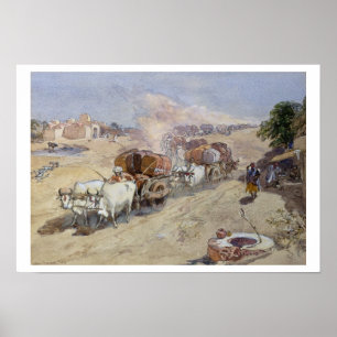 Baumwolltransport, Indien, 1862 (w/c über Poster