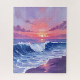 Baumwollzucker Bucht | Rosa Ozean Aquarell Puzzle