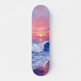 Baumwollzucker-Bucht | Rosa Ozean Aquarell Skateboard
