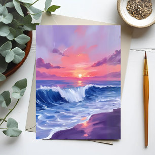 Baumwollzucker-Bucht   Rosa Ozean-Wasserfarbe Gema Postkarte