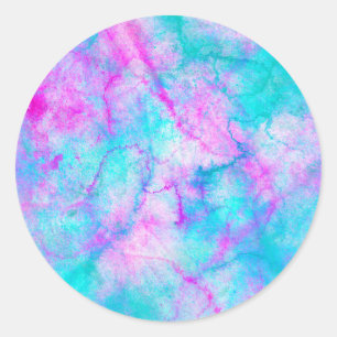 Baumwollzucker Rosa & Blau Wasserfarbe Waschfärbun Runder Aufkleber