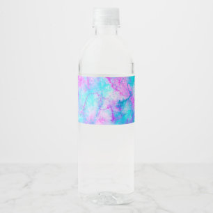 Baumwollzucker Rosa & Blau Wasserfarbe Waschfärbun Wasserflaschenetikett