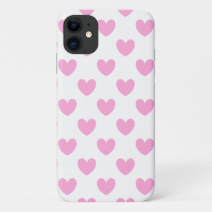 Baumwollzucker-Rosa Tupfenherzen auf Weiß Case-Mate iPhone Hülle