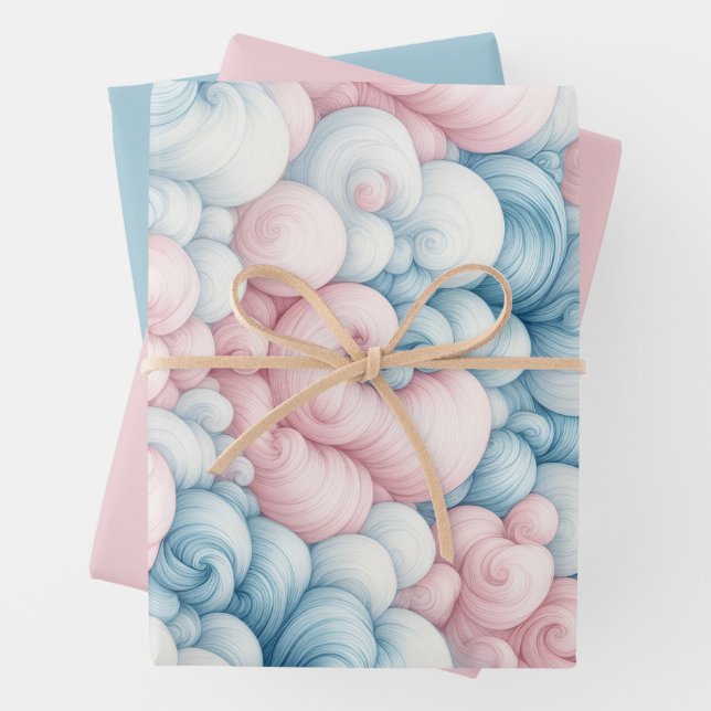 Baumwollzuckerwolken Geschenkpapier Set (Beispiel)