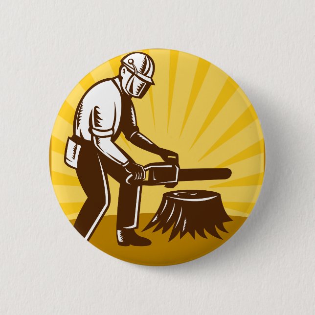 Baumzüchterbaumchirurgkettensäge Retro Button (Vorderseite)