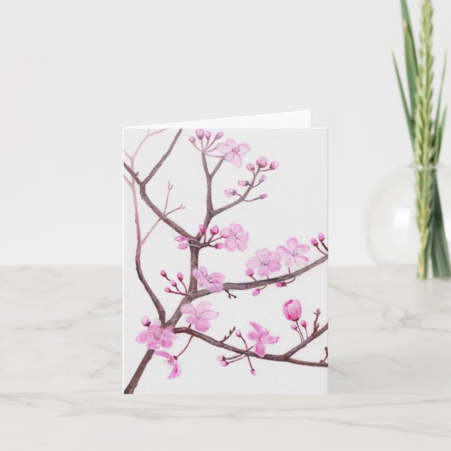 Baumzweig blüht im Frühjahr mit rosa Blume Karte (Vorderseite)