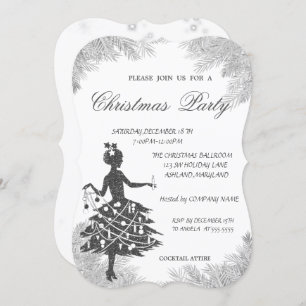 Baumzweige, Girl Corporate Christmas Party Einladung