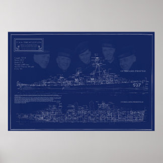 Bauplan der USS The Sullivans DD-537 Poster