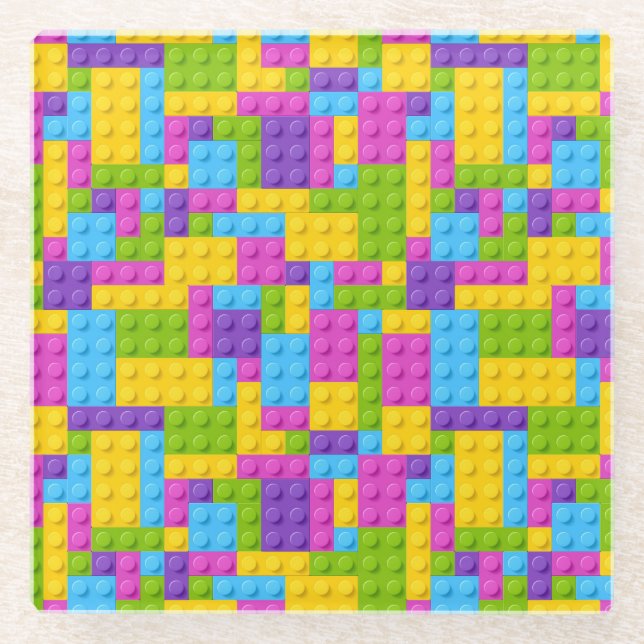 Bausteine aus Kunststoff Glasuntersetzer (Vorderseite)