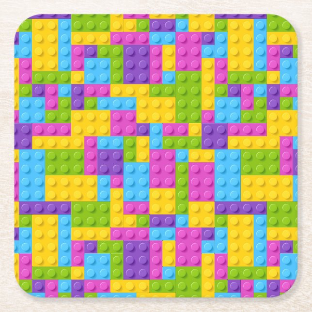 Bausteine aus Kunststoff Rechteckiger Pappuntersetzer (Vorderseite)