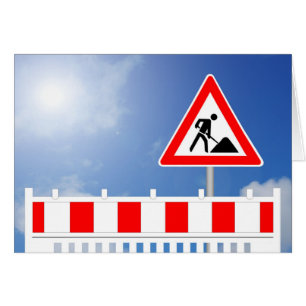 Baustelle, Bauabsperrung und Baustellenschi