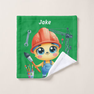Baustelle für personalisierte Jungen Waschlappen