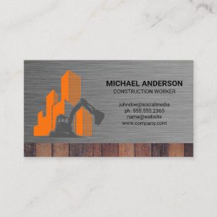 Baustelle   Metallic Wood Business Card Visitenkarte