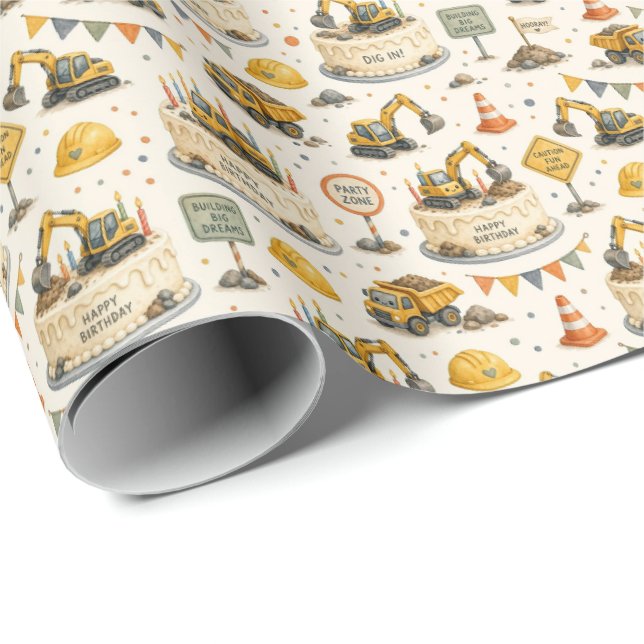 Baustellen-Geburtstags-Geschenkpapier Geschenkpapier (Rolleneckpunkt)