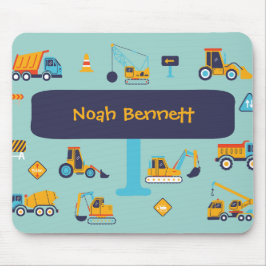 Baustellen-LKW-Mauspad für Kinder mit Namen Mousepad