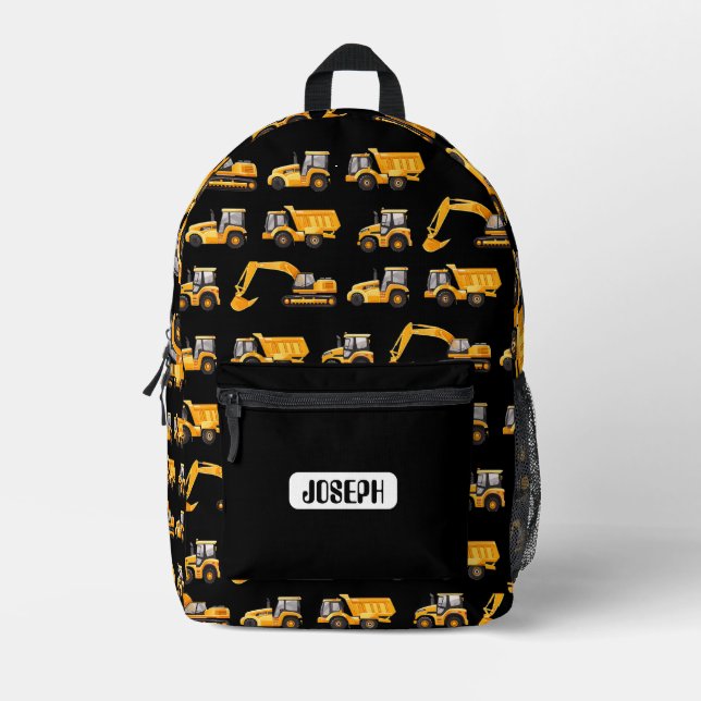 Baustellen-LKW-Rucksack für Jungen - Personalisier Bedruckter Rucksack (Vorderseite)