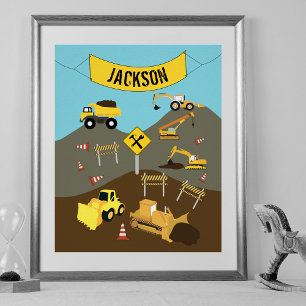 Baustellen-LKW-Standort-Themendekor Poster