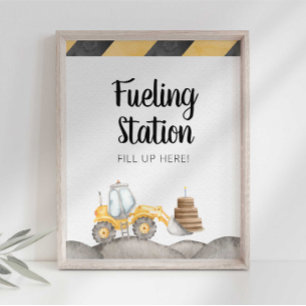 Baustellen-LKW-Tankstellen-Party-Schild Poster