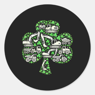 Baustellen-LKWs St. Patricks Day Jungen Kinder Exc Runder Aufkleber