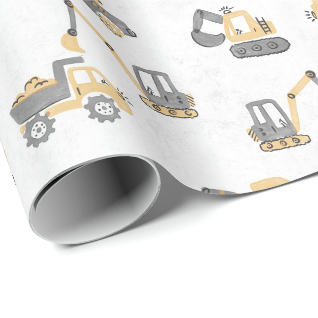 Baustellen-Muldenkipper Baby Junge Bagger  Geschenkpapier (Rolleneckpunkt)
