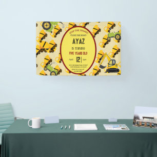 Baustellen-Muldenkipper-Party-Junge Geburtstag Banner