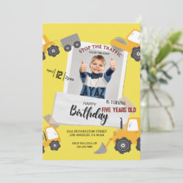Baustellen-Muldenkipper-Party-Junge-Geburtstag Einladung