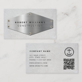 Baustellen-QR-Code Metallisch Silber Beton Visitenkarte