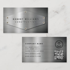 Baustellen-QR-Code Metallisch Silber Metall Visitenkarte